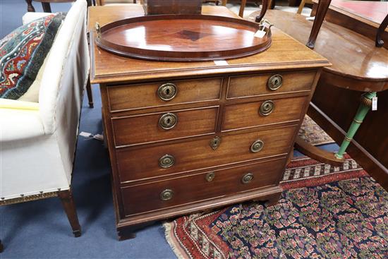 A small George III mahogany chest, fitted four short and two long drawers W.82cm